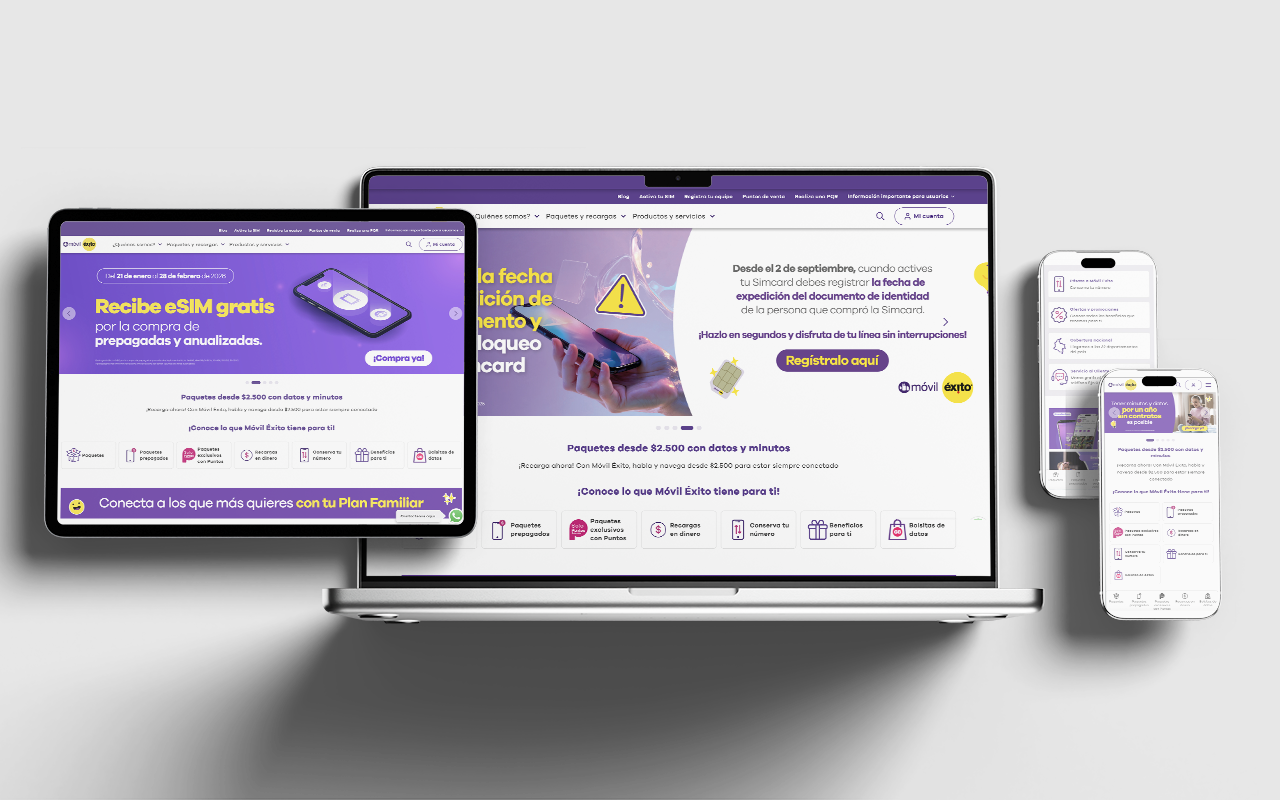 Portal web de Móvil Éxito