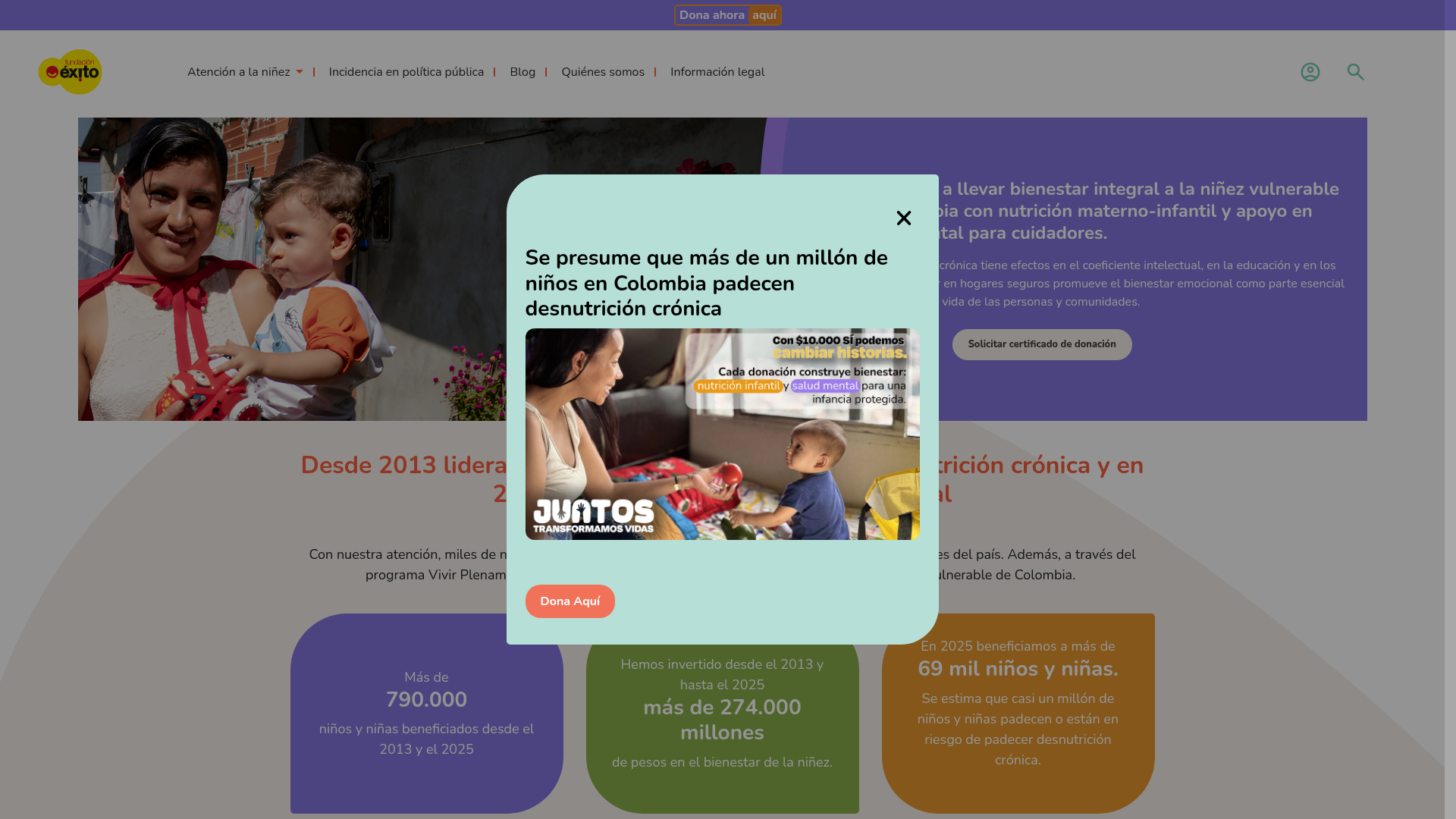 Portal web de la Fundación Éxito