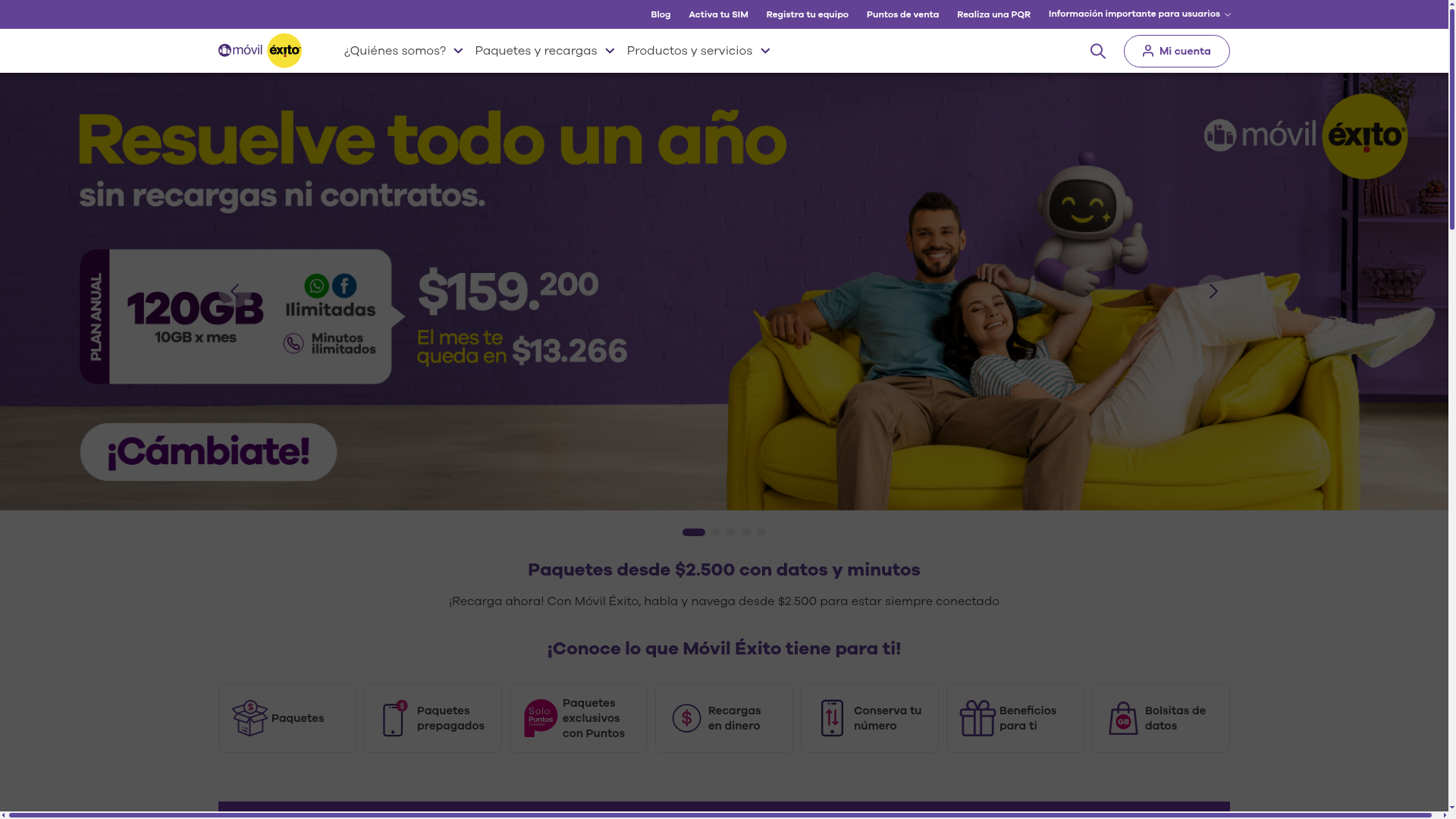 Móvil Éxito web portal