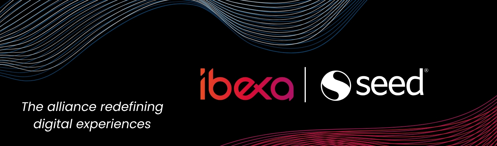 Ibexa and Seed logos on a black background with text "The alliance redefining digital experiences."