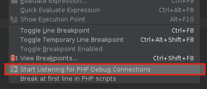 PHPStorm menu telephone